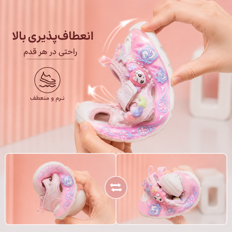 صندل دخترانه بچه‌گانه فانتزی | صندل راحت و شیک کودک - Image 3