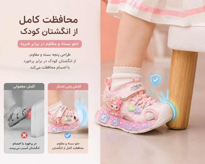 صندل دخترانه بچه‌گانه فانتزی | صندل راحت و شیک کودک - Image 4