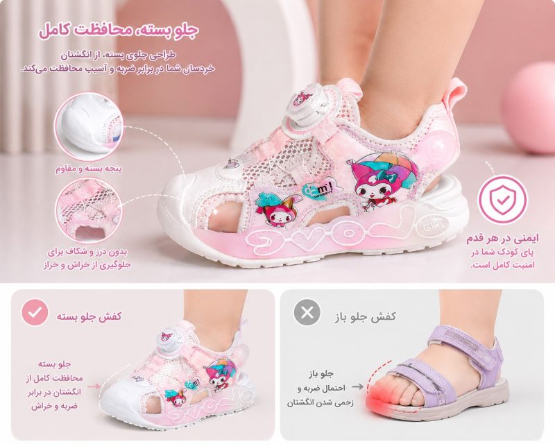 صندل بچگانه کرومی دخترانه | صندل تابستانی فانتزی کودک - Image 5