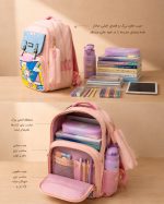کوله پشتی دخترانه کودک طرح یونیکورن صورتی آبی - Image 5